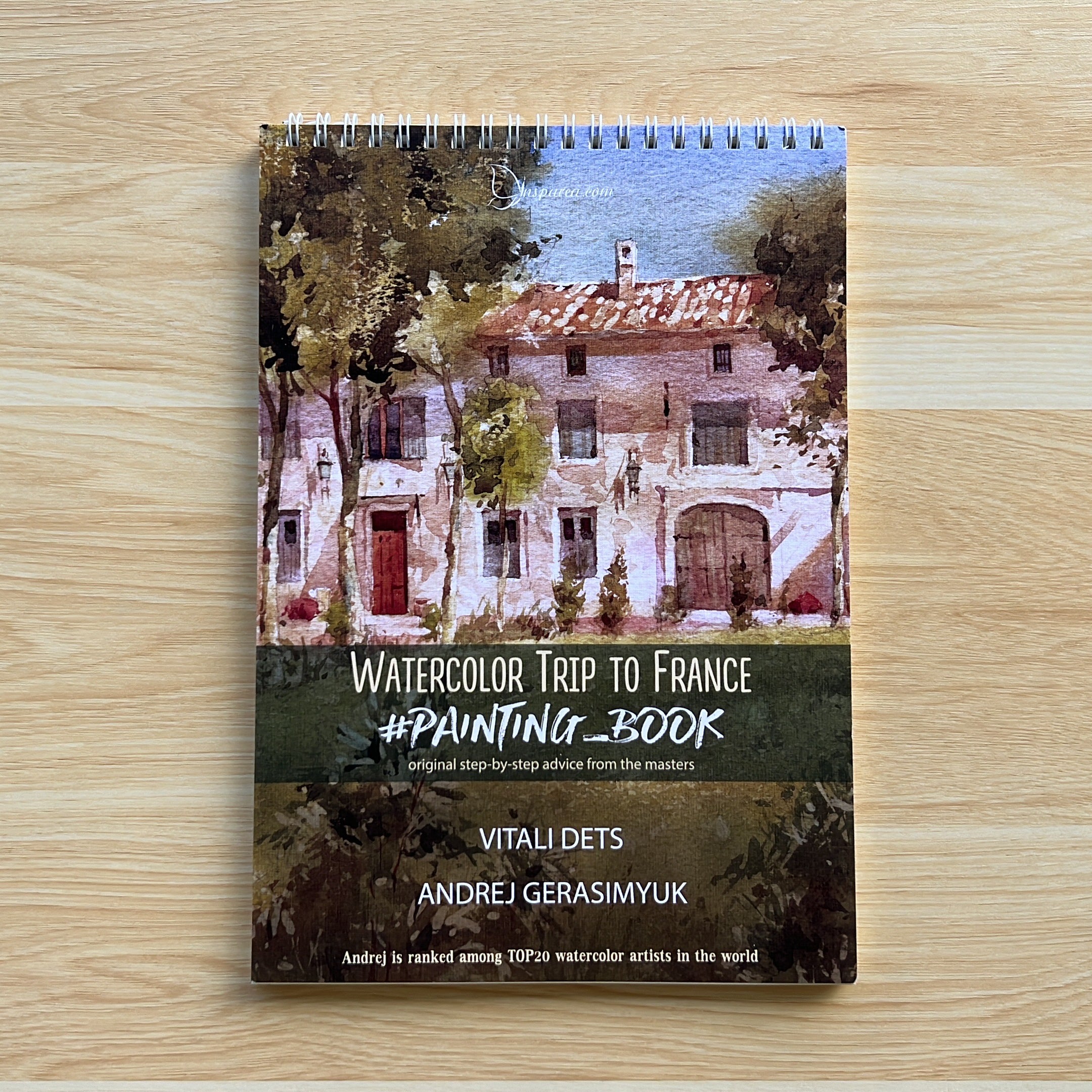 Workbook tutorial "Watercolor trip to France", 18x26 cm, printed on Premium Watercolor Paper, 16 step-by-step lessons by Award-Winning Artists