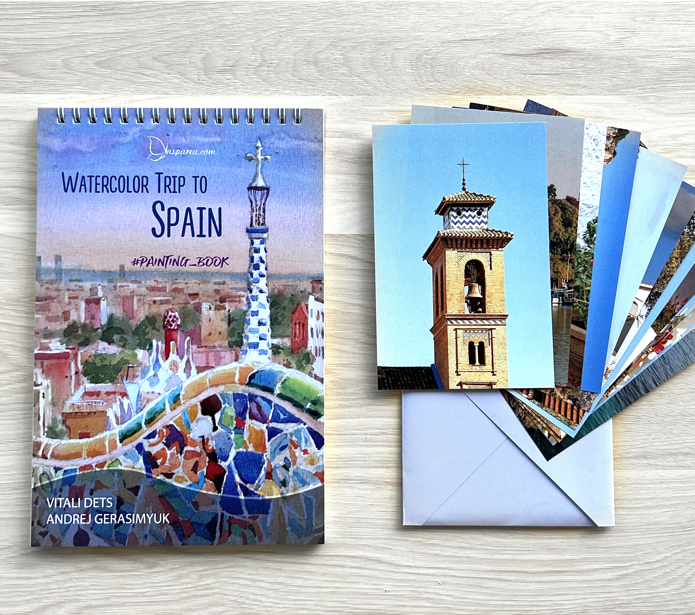 Workbook tutorial "Watercolor trip to Spain", 15x23 cm, printed on Premium Watercolor Paper, 17 step-by-step lessons by Award-Winning Artists